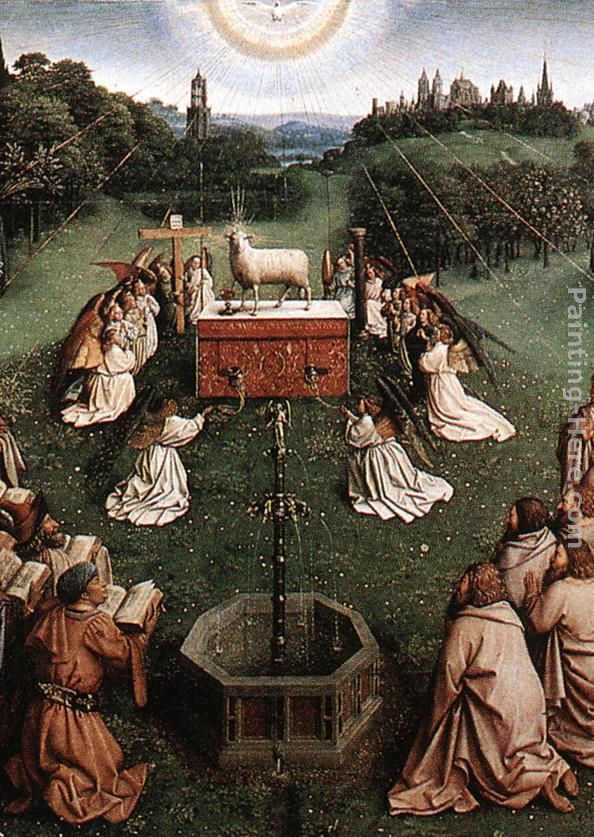The Ghent Altarpiece Adoration of the Lamb [detail centre] painting - Jan van Eyck The Ghent Altarpiece Adoration of the Lamb [detail centre] art painting
